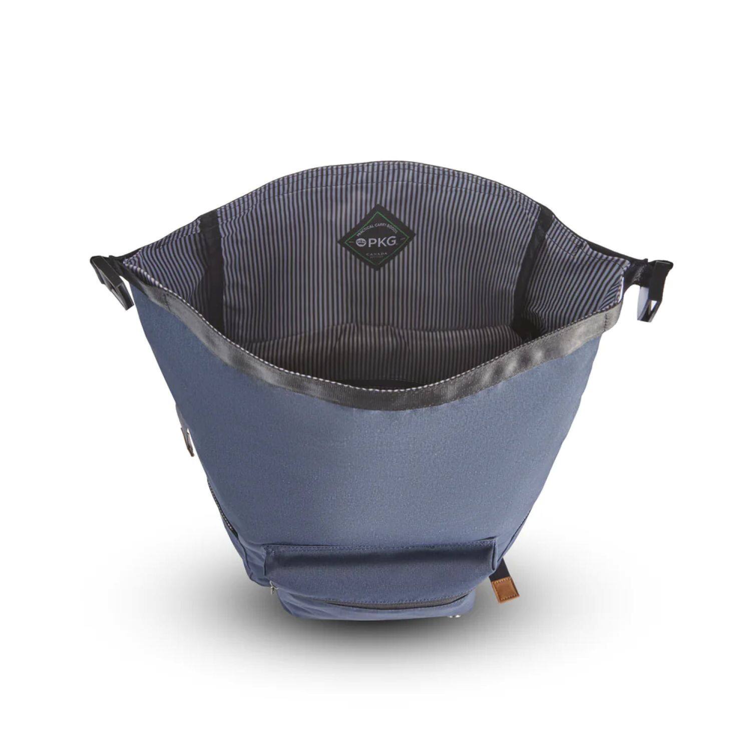 Alt View 5. PKG - Dawson Recycled Roll Top Backpack - Navy Tan.