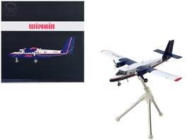 GeminiJets - De Havilland DHC-6-300 Commercial Aircraft Flaps Down Winair White Blue Red Stripes Gemini 200 1/200 - White, Blue ,Red