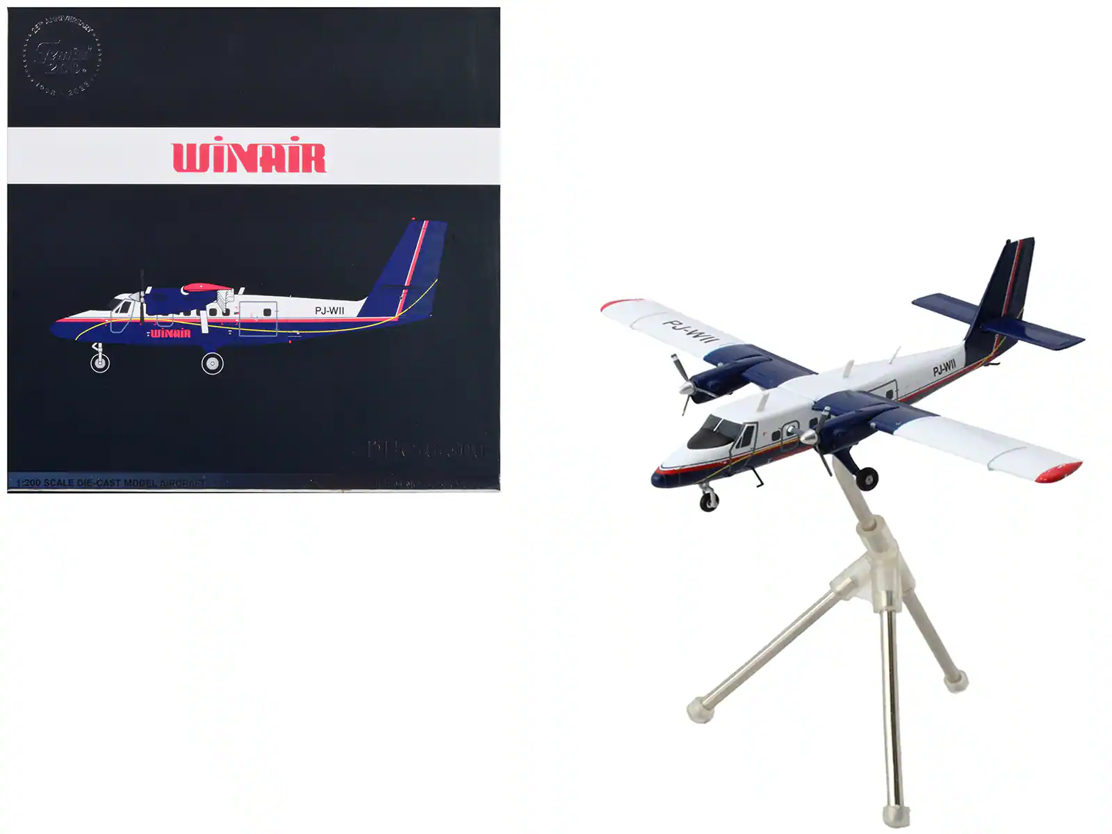 Sure, here is the corrected and grouped text from the image:
---
**WINAIR**
PJ-WII
1:200 SCALE DIE-CAST MODEL AIRCRAFT
---
**HC-6300**
---
**1:200 SCALE DIE-CAST MODEL AIRCRAFT**