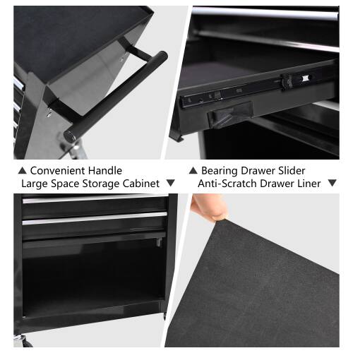 Convenient Handle  
Large Space Storage Cabinet  

Bearing Drawer Slider  
Anti-Scratch Drawer Liner