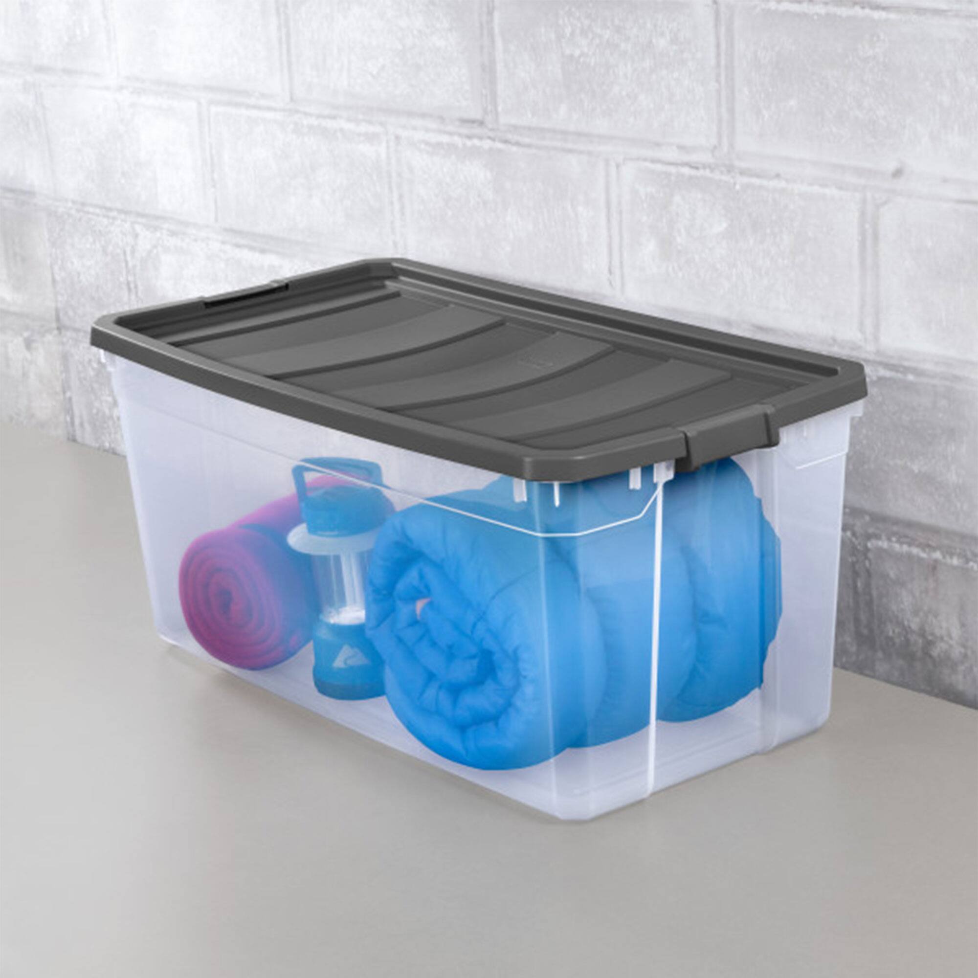Alt View 3. Sterilite - Sterilite 200 Qt Clear Stackable Latching Storage Box Container, Grey, 12 Pack.