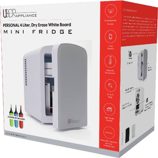 UBER APPLIANCE  
PERSONAL 4 Liter, Dry Erase White Board MINI FRIDGE  

- Eco-friendly  
- 1 Gallon Capacity  
- Adjustable Temperature  
- Over-Door Storage  
- Light Energy Efficient  
- 1 Year Warranty  

www.uberappliances.com  

- Eco-friendly  
- 1 Gallon Capacity  
- Adjustable Temperature  
- Over-Door Storage  
- Light Energy Efficient  
- 1 Year Warranty  

- Eco-friendly  
- 1 Gallon Capacity  
- Adjustable Temperature  
- Over-Door Storage  
- Light Energy Efficient  
- 1 Year Warranty  

- Eco-friendly  
- 1 Gallon Capacity  
- Adjustable Temperature  
- Over-Door Storage  
- Light Energy Efficient  
- 1 Year Warranty  

- Eco-friendly  
- 1 Gallon Capacity  
- Adjustable Temperature  
- Over-Door Storage  
- Light Energy Efficient  
- 1 Year Warranty  

- Eco-friendly  
- 1 Gallon Capacity  
- Adjustable Temperature  
- Over-Door Storage  
- Light Energy Efficient  
- 1 Year Warranty  

- Eco-friendly  
- 1 Gallon Capacity  
- Adjustable Temperature  
- Over-Door Storage  
- Light Energy Efficient  
- 1 Year Warranty  

- Eco