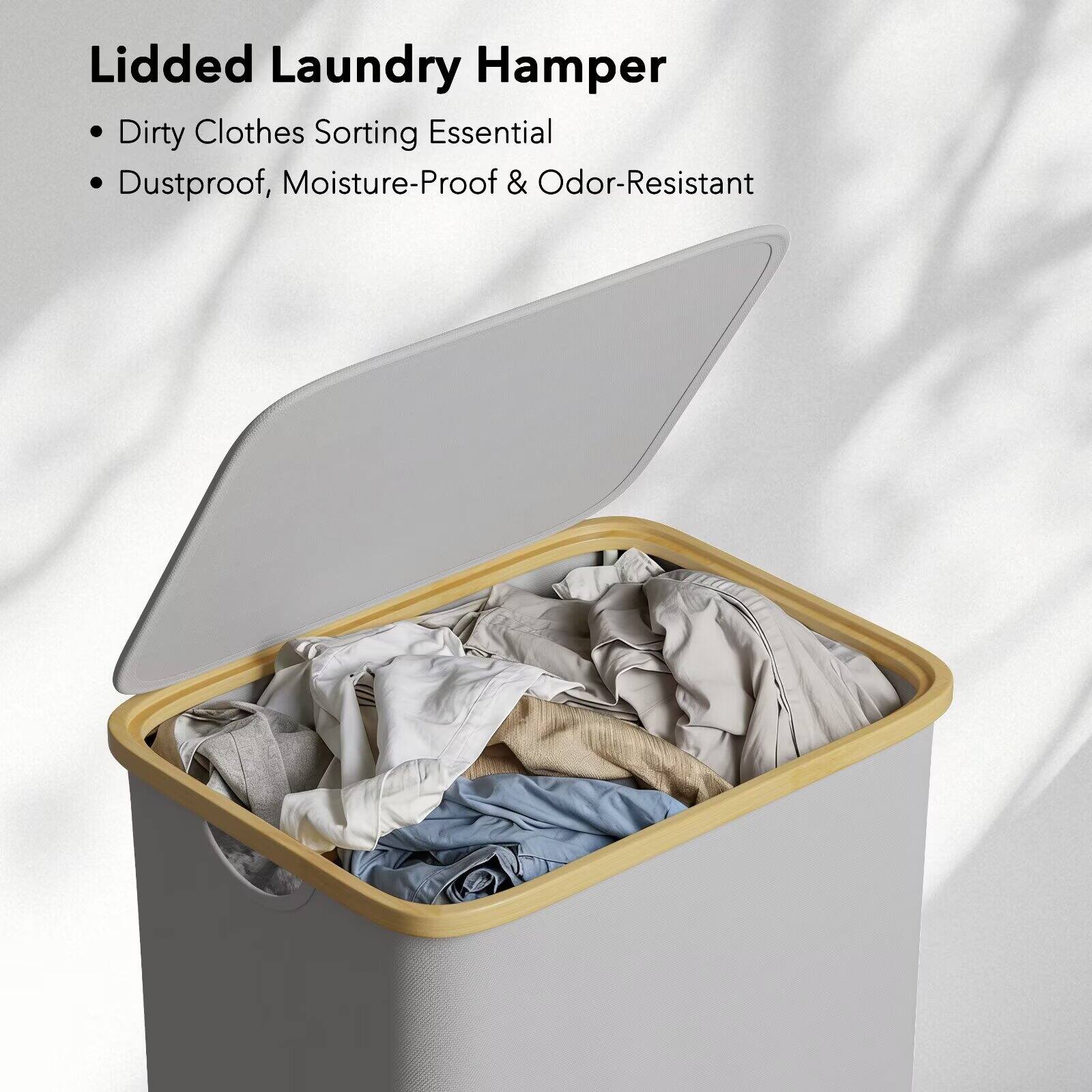 Lidded Laundry Hamper  
- Dirty Clothes Sorting Essential  
- Dustproof, Moisture-Proof & Odor-Resistant