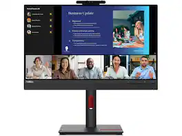 Lenovo - ThinkVision T24v-30 23.8" FHD IPS WEBCAM Speakers Black Monitor Win Hello - Raven Black