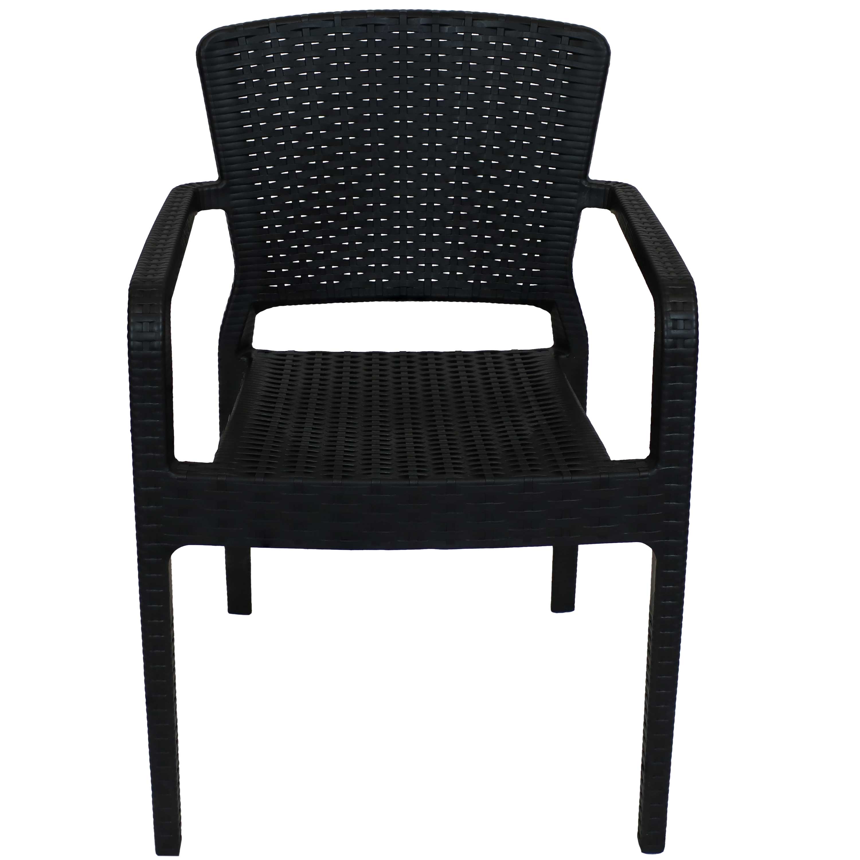 Alt View 7. Sunnydaze - Segonia Plastic Stackable Dining Armchair - Set of 4 - Black.