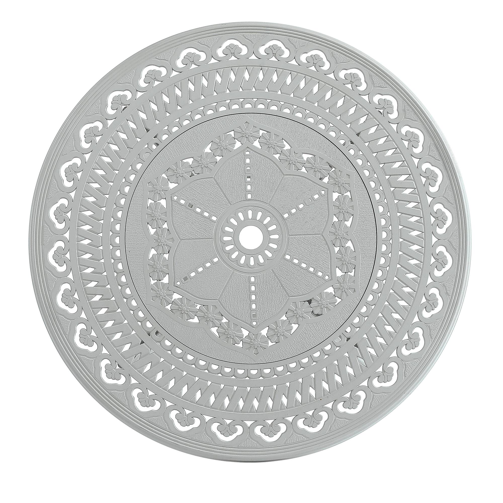 Alt View 1. Mondawe - Patio Table Round Outdoor Coffee Table with Umbrella Hole - White.