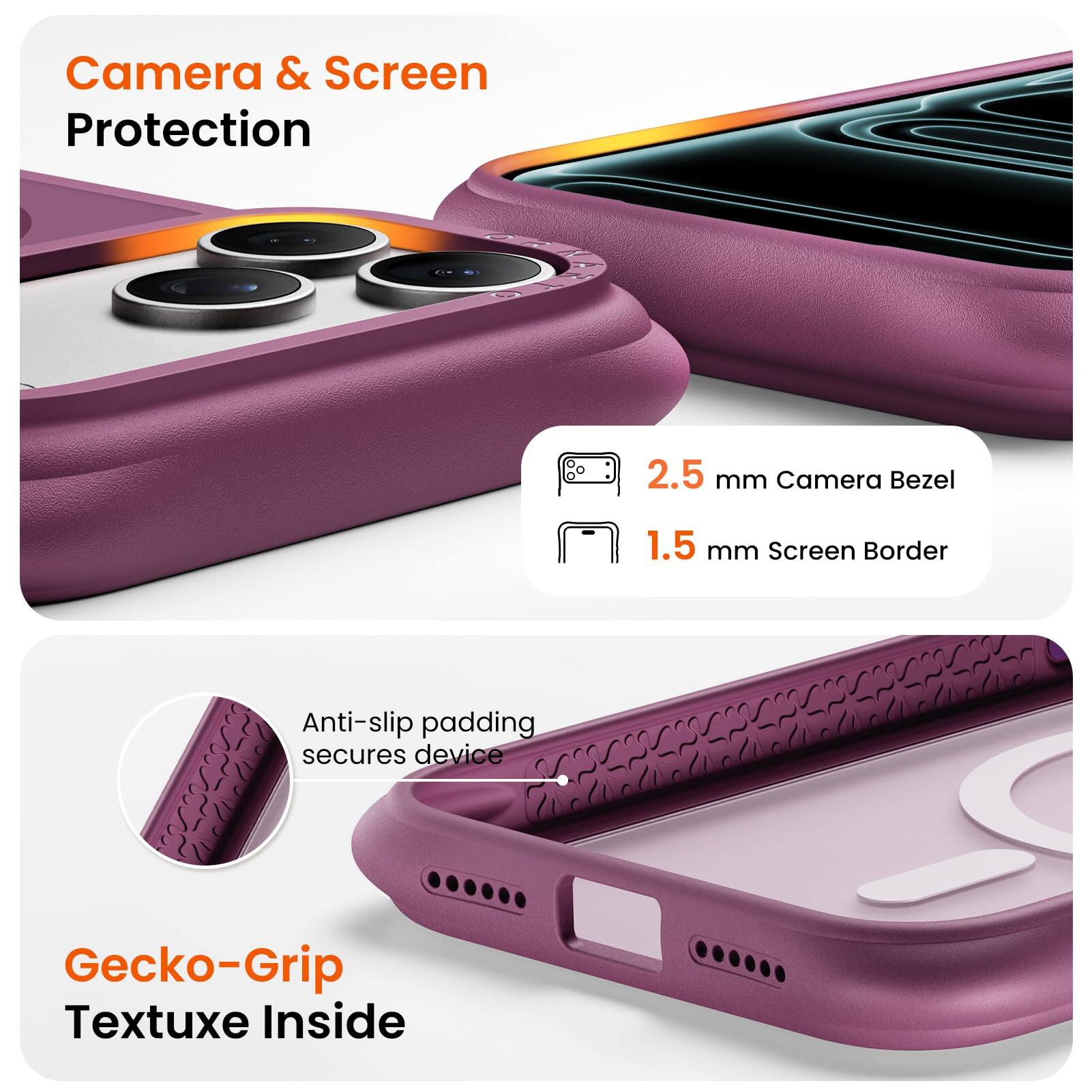Camera & Screen Protection

2.5 mm Camera Bezel

1.5 mm Screen Border

Anti-slip padding secures device

Gecko-Grip Textuxe Inside
