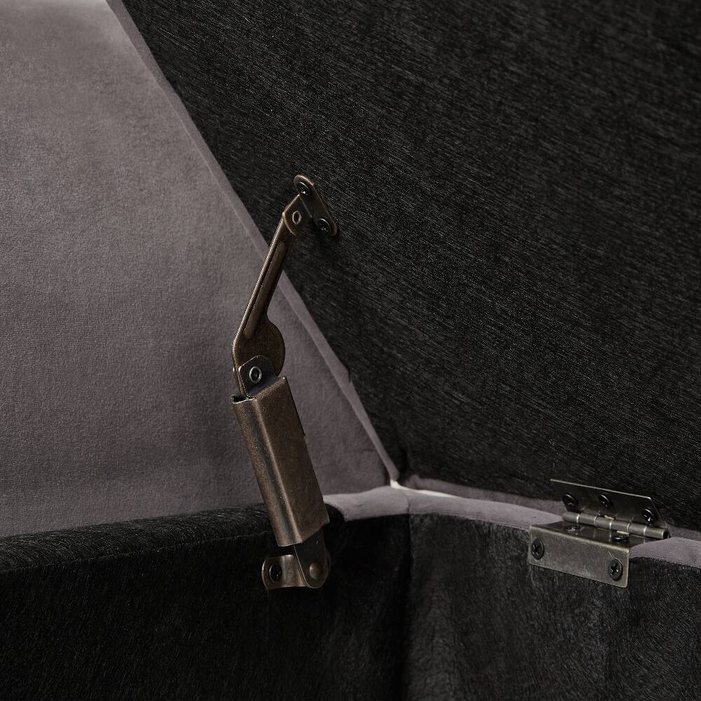 Back. Ropilly - Ropilly 51.5" Grey Velvet Storage Bench, Tufted End of Bed Ottoman with Curved Arms, Upholstered Bedroom Shoe Bench - Grey.