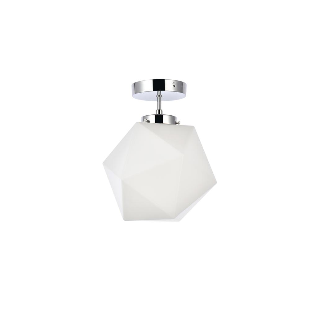 Alt View 1. Living District - Lawrence 1 light chrome and white glass flush mount - Chrome And White.