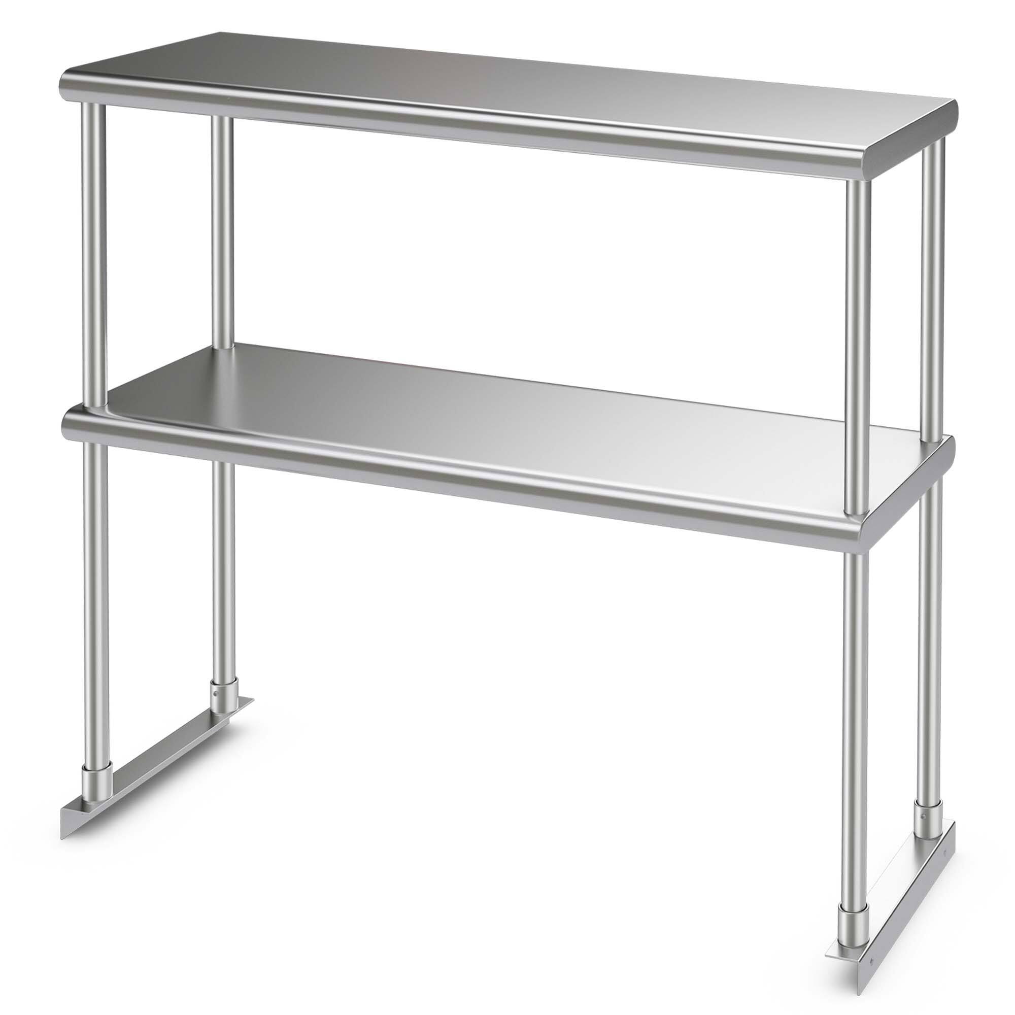 Alt View 9. Costway - Costway 36" 2-Tier Overshelf for Prep & Worktable Stainless Steel Adjustable Lower Shelf - Silver.