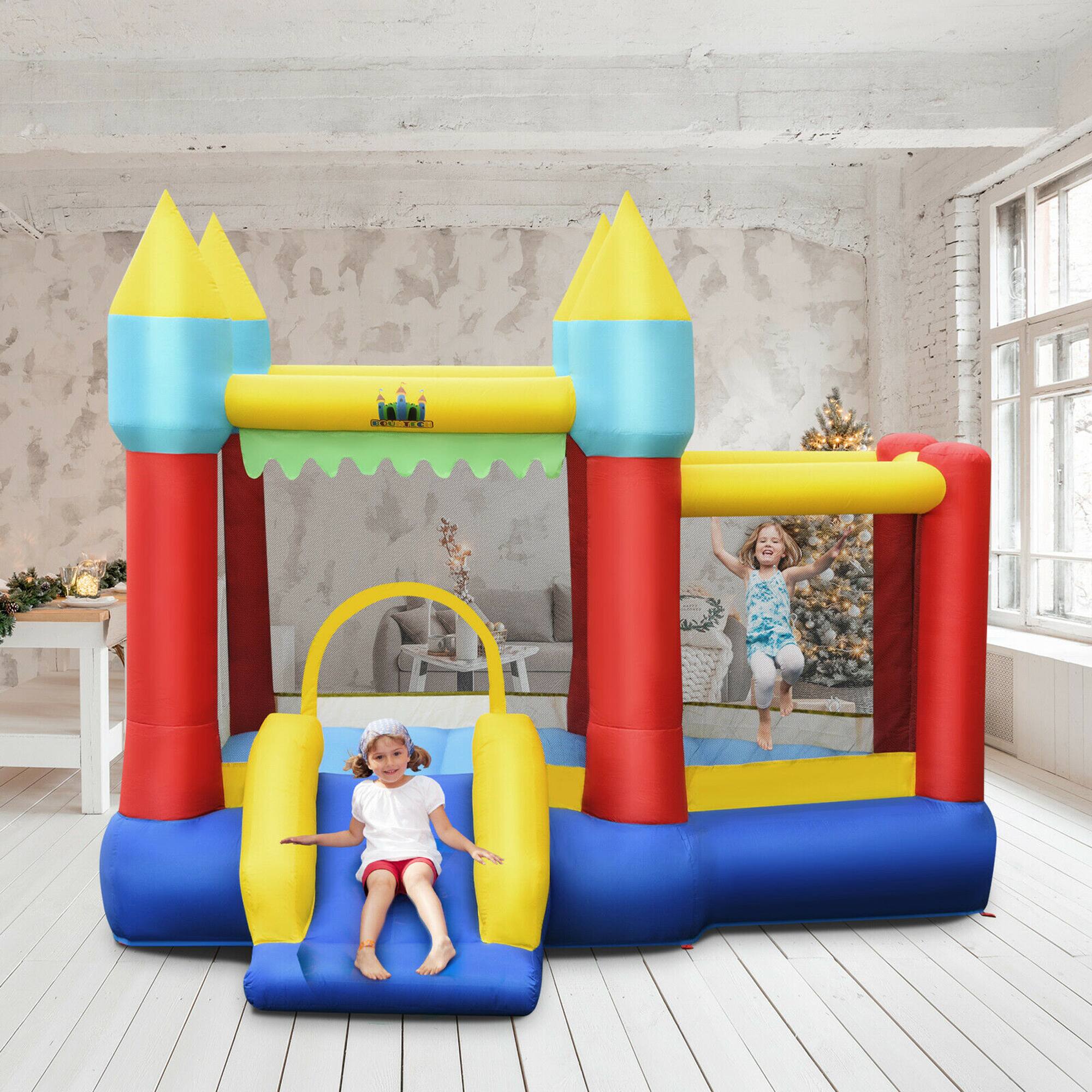 Alt View 3. Costway - Inflatable Bounce House Slide Jumping Castle Ball Pit Tunnels Without Blower - Multicolor.