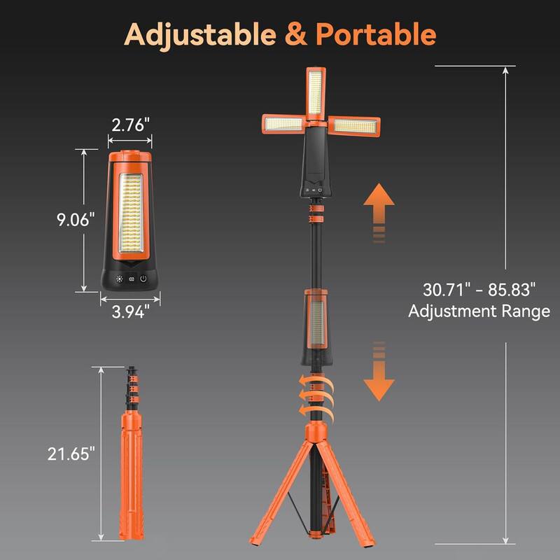Adjustable & Portable

2.76" x 9.06" x 3.94"  
30.71" - 85.83" Adjustment Range  
21.65"