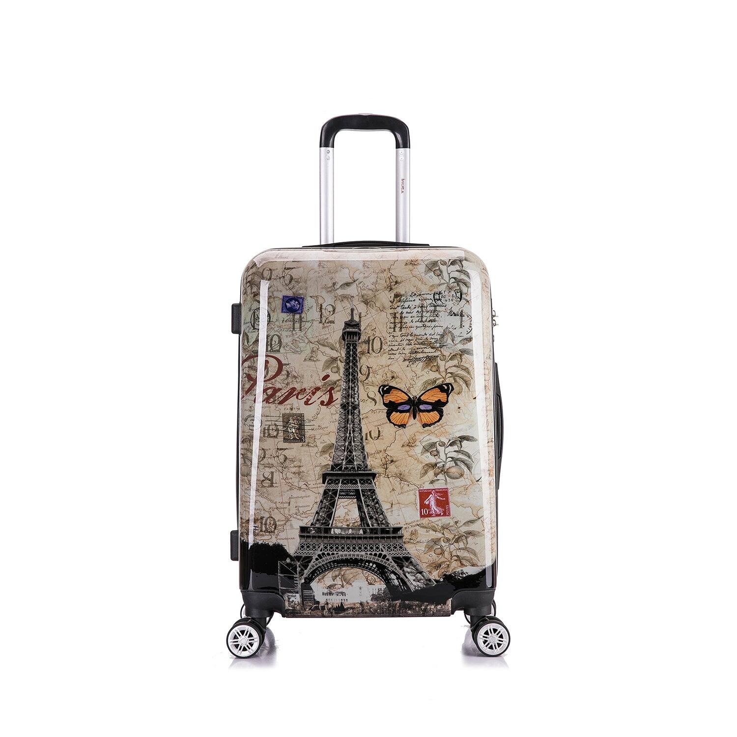 Angle. InUSA - Paris Prints Lightweight Hardside Spinner Luggage 24" - PARIS.