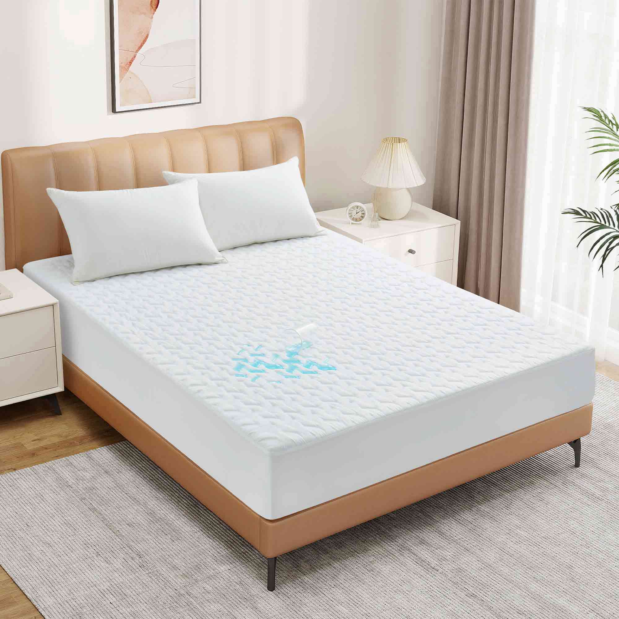 Angle. Peace Nest - Peace Nest Waterprrof Mattress Protector, Diamond Pattern, Queen - Diamond.