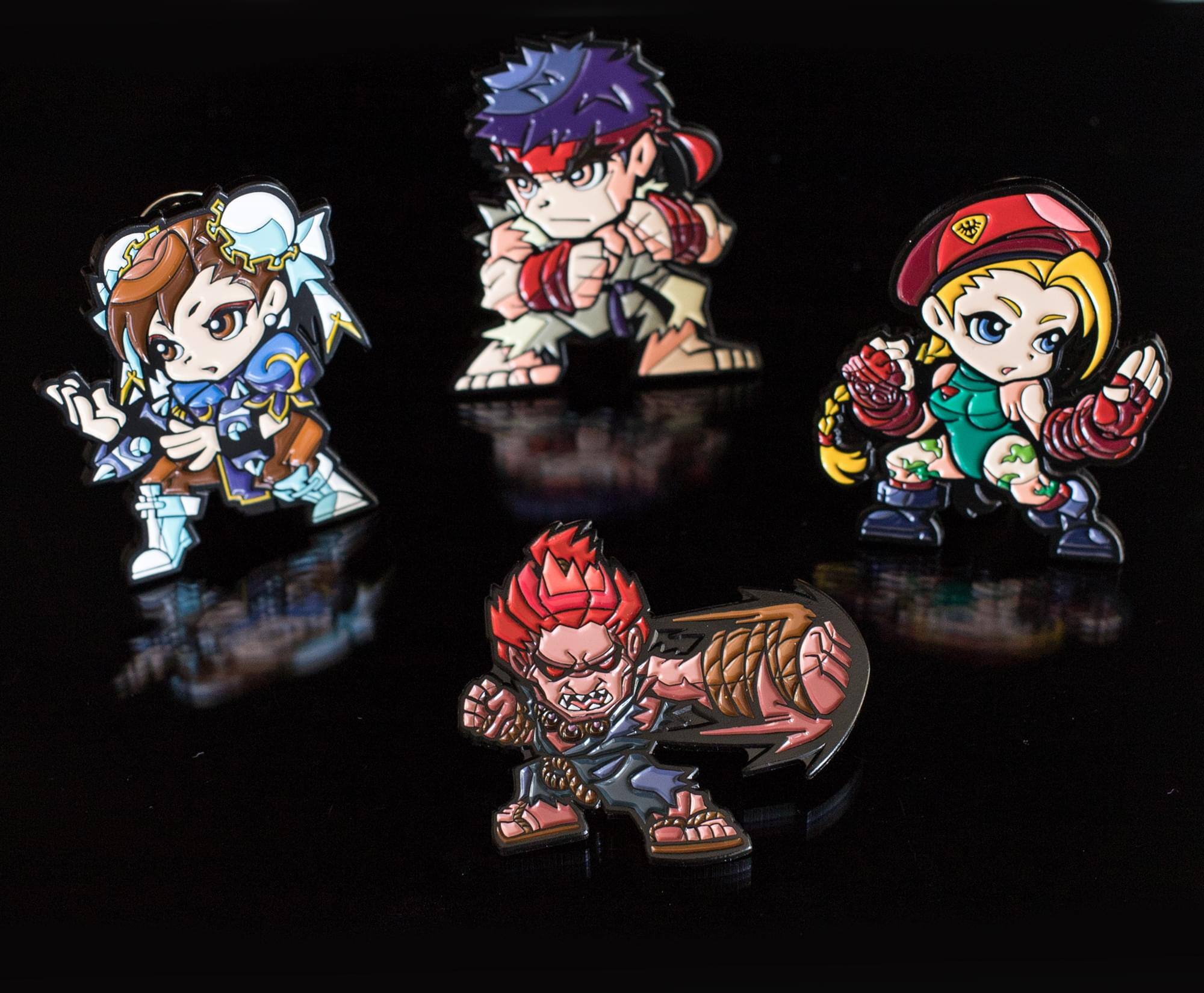 Alt View 4. Toynk - Street Fighter Characters 4-Piece Enamel Pin Set | Toynk Exclusive - Yellow.