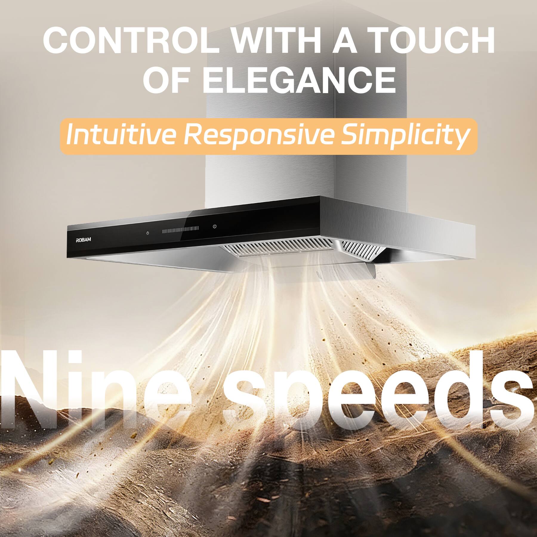 CONTROL WITH A TOUCH OF ELEGANCE  
Intuitive Responsive Simplicity  
ROBAM  
Nine speeds