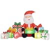 Front. Outsunny - 4.4' Christmas Inflatables Santa Claus and Gift Boxes with White LED Lights, for Lawn Garden Party - Multi-colored.
