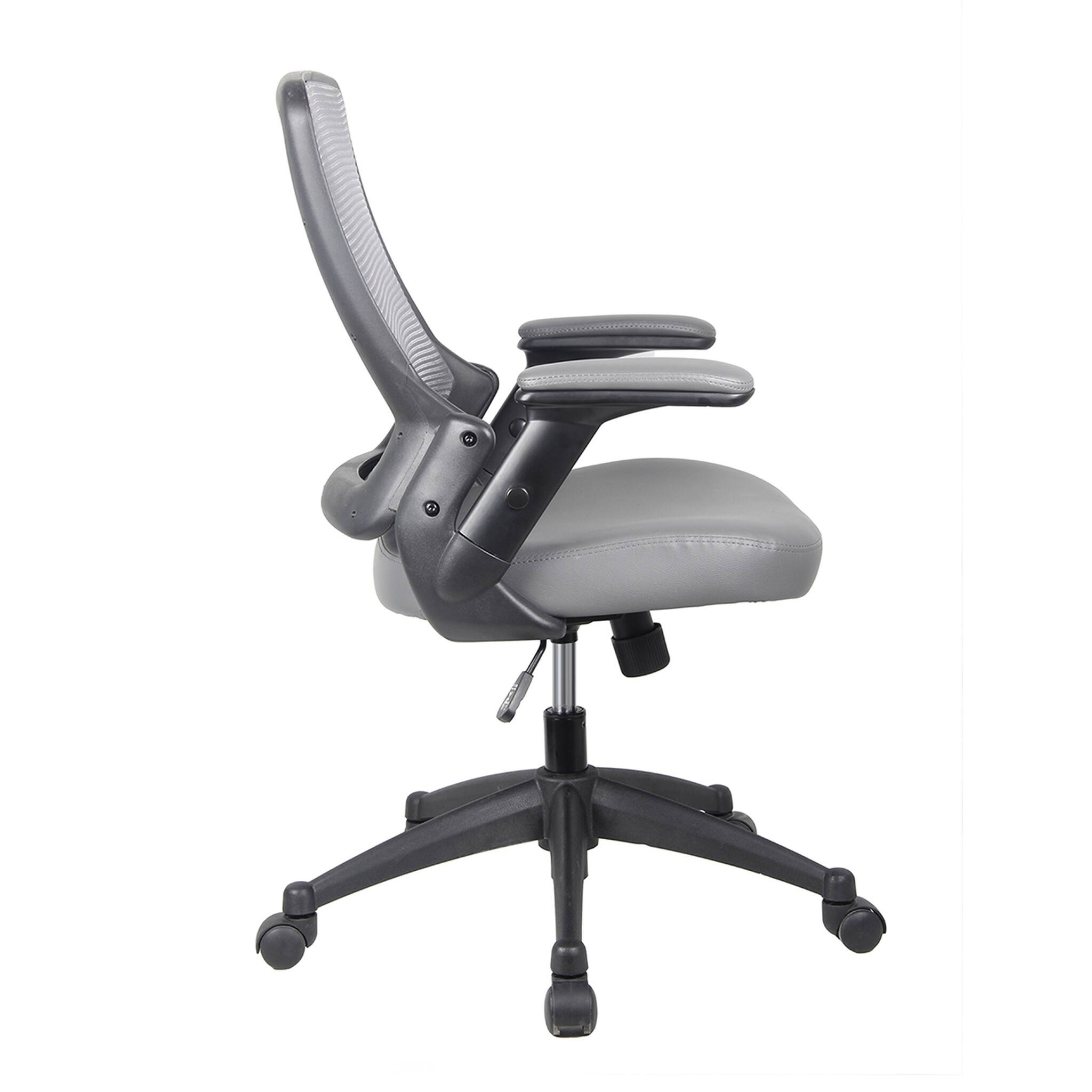 Alt View 6. Forest'nSky - Grey Mid-Back Mesh Task Office Chair with Height Adjustable Arms - Grey.