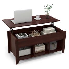 Gymax - Lift Top Coffee Table w/ Storage Compartment Shelf Living Room Furniture - Brown