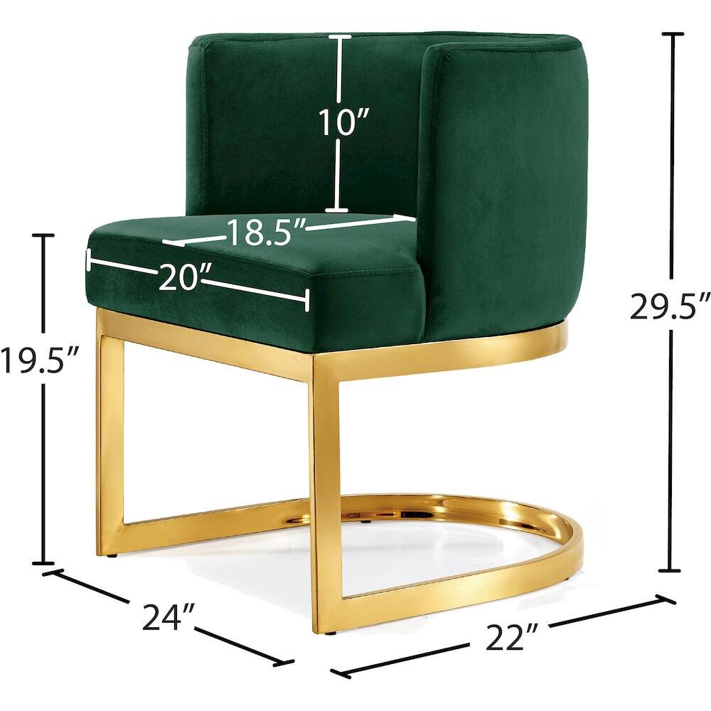 - Height: 29.5"
- Width: 22"
- Depth: 24"
- Seat Height: 19.5"
- Seat Depth: 20"
- Seat Width: 18.5"
- Back Height: 10"