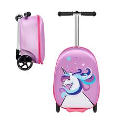 GoPowerBike - GoVoyage 3-Wheel Kids Luggage Scooter with Light-Up Wheels - Pink