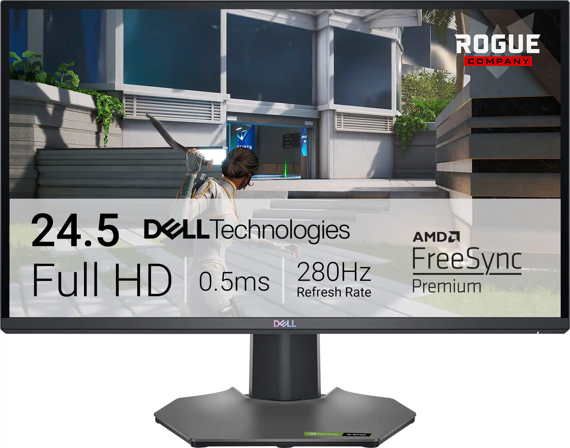 ROGUE COMPANY IN THE 24.5 DELL TECHNOLOGIES AMD FREE SYNC FULL HD 0.5MS 280HZ REFRESH RATE PREMIUM DELL.