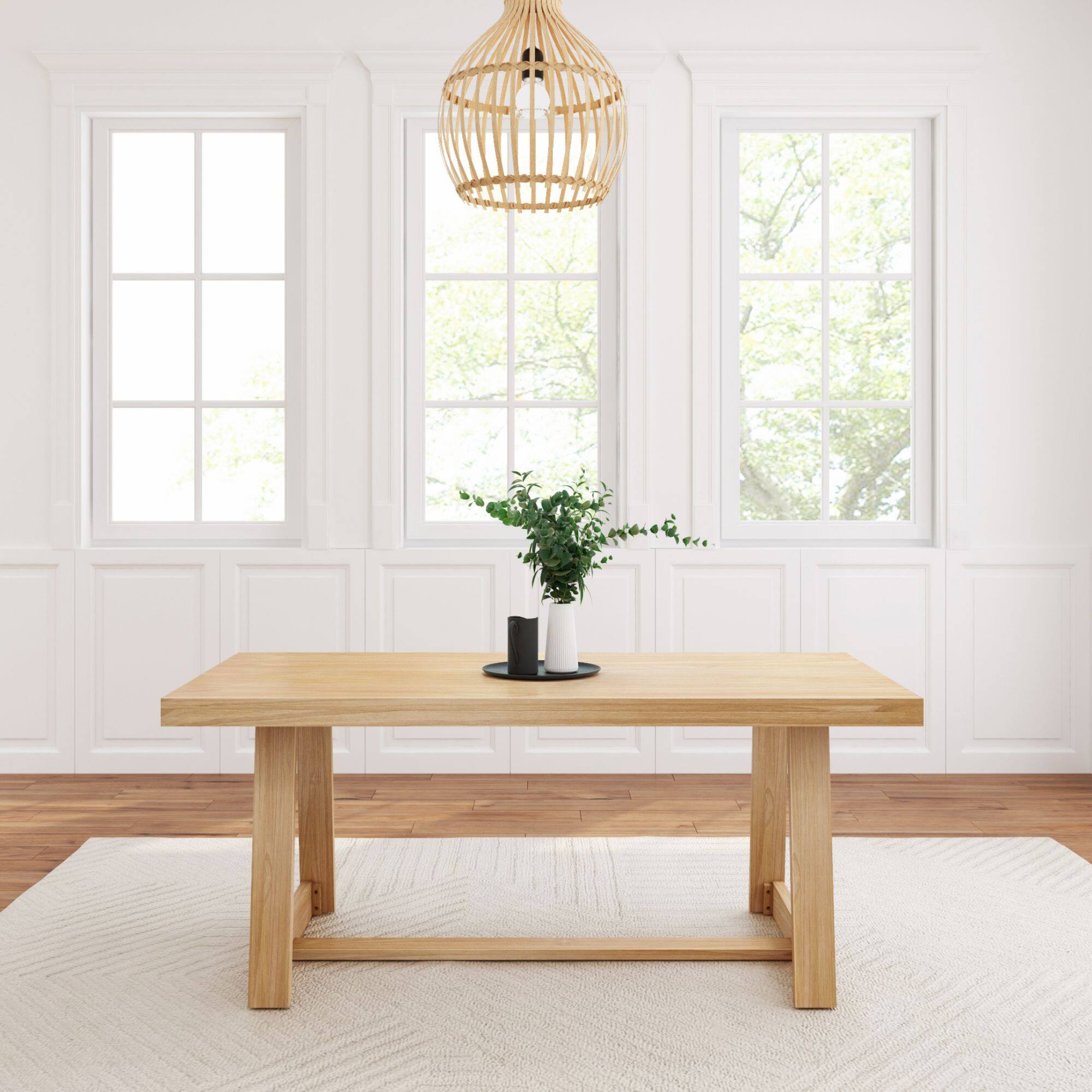Alt View 1. Plank+Beam - Classic Rectangular Dining Room Table (72in / 1830mm), Blonde Wirebrush - Blonde Wirebrush.