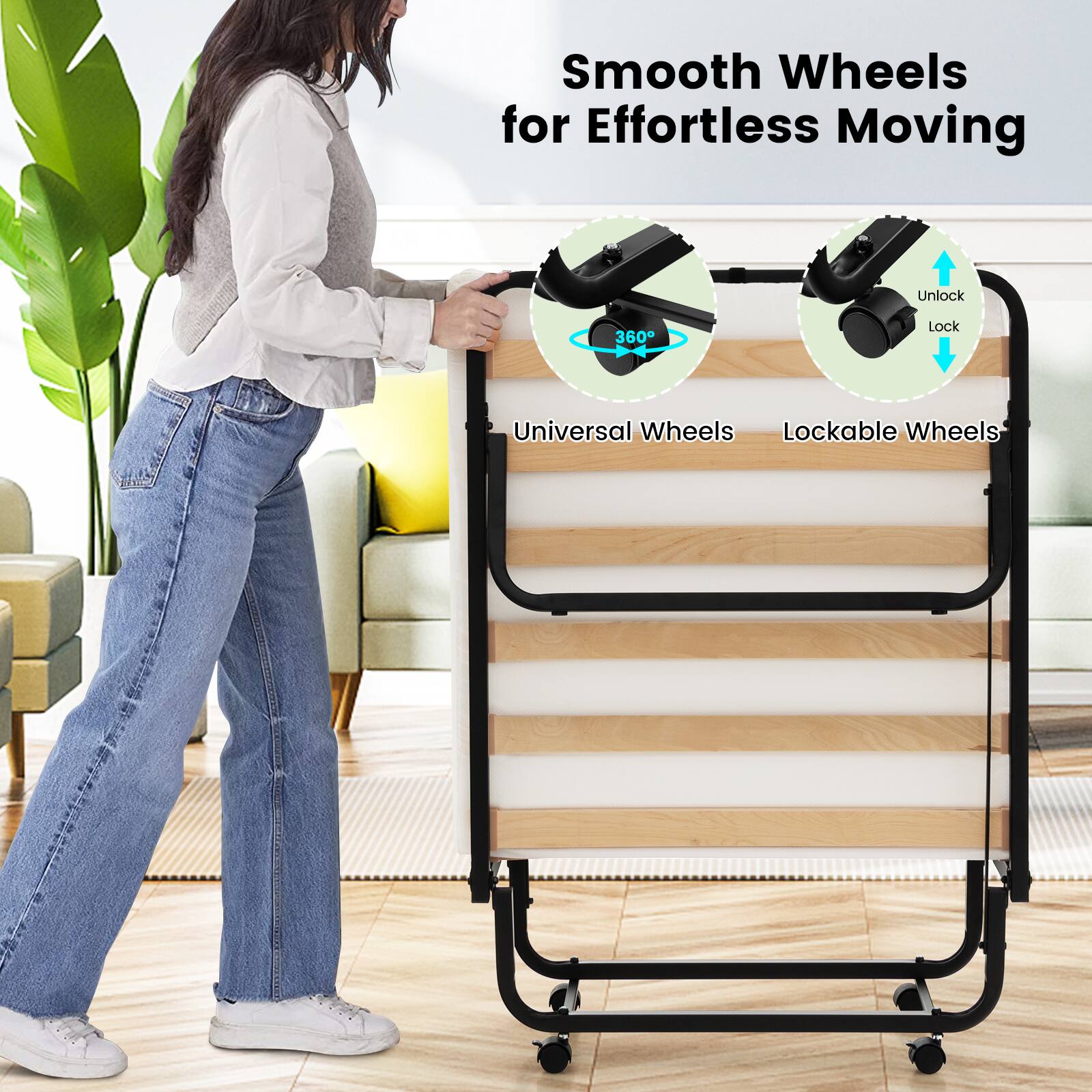 Smooth Wheels for Effortless Moving

Unlock
360°
Lock

Universal Wheels
Lockable Wheels