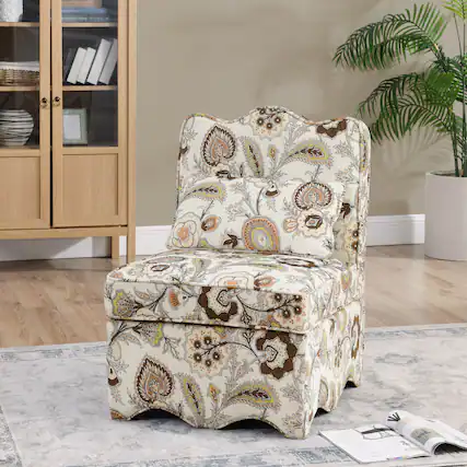 Front. APRILSOUL - Flannel single dining chair with soft seat cushion and backrest this dining chair for living room - Brown.