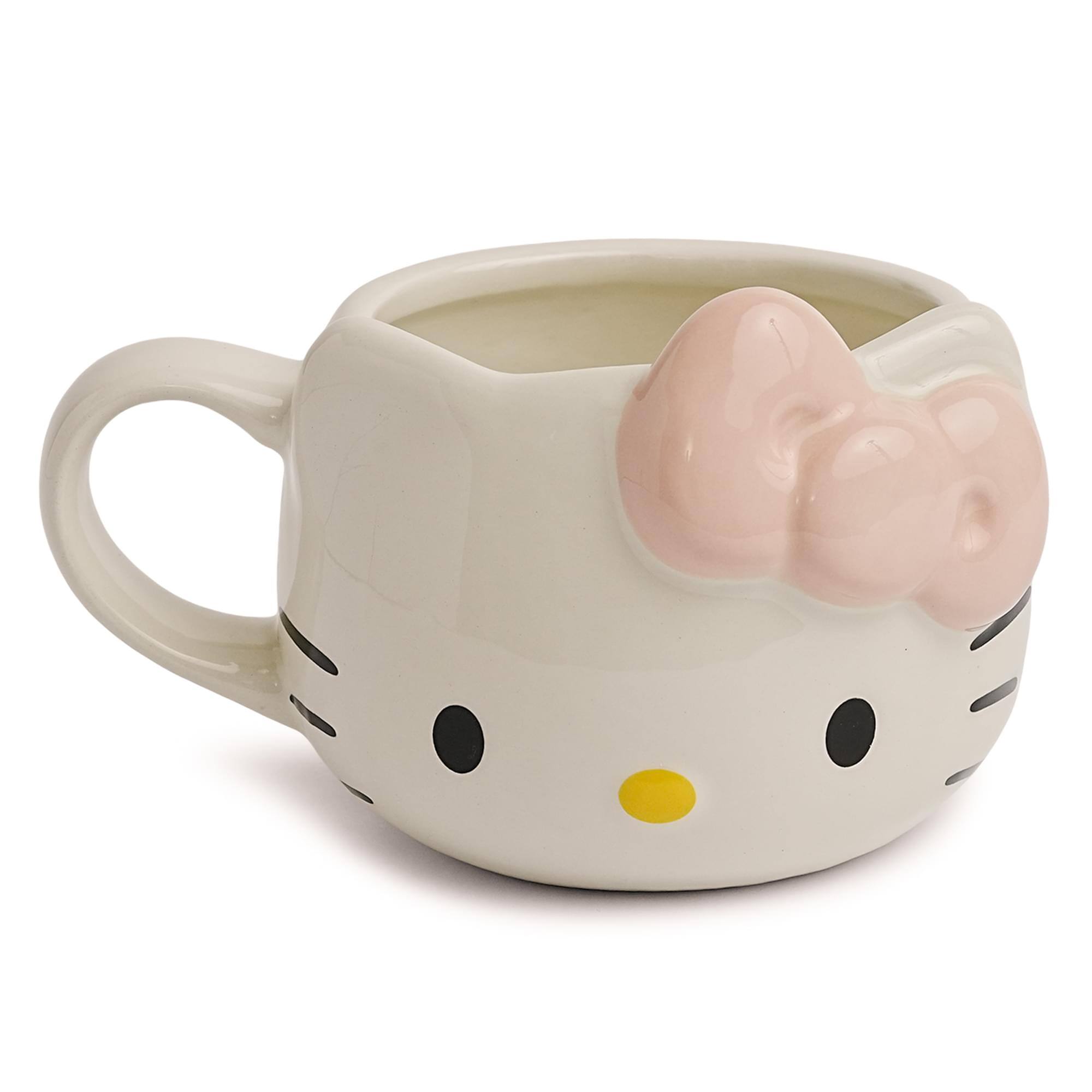 Silver Buffalo - Sanrio Hello Kitty Face Pink Bow Sculpted Ceramic Mug | Holds 20 Ounces - Multi-Colored