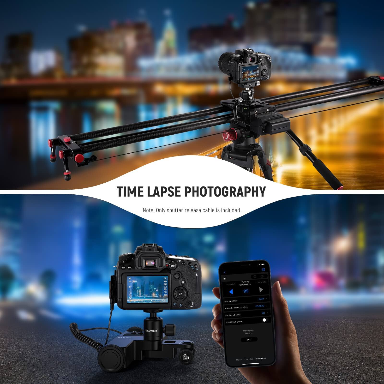 TIME LAPSE PHOTOGRAPHY  
Note: Only shutter release cable is included.