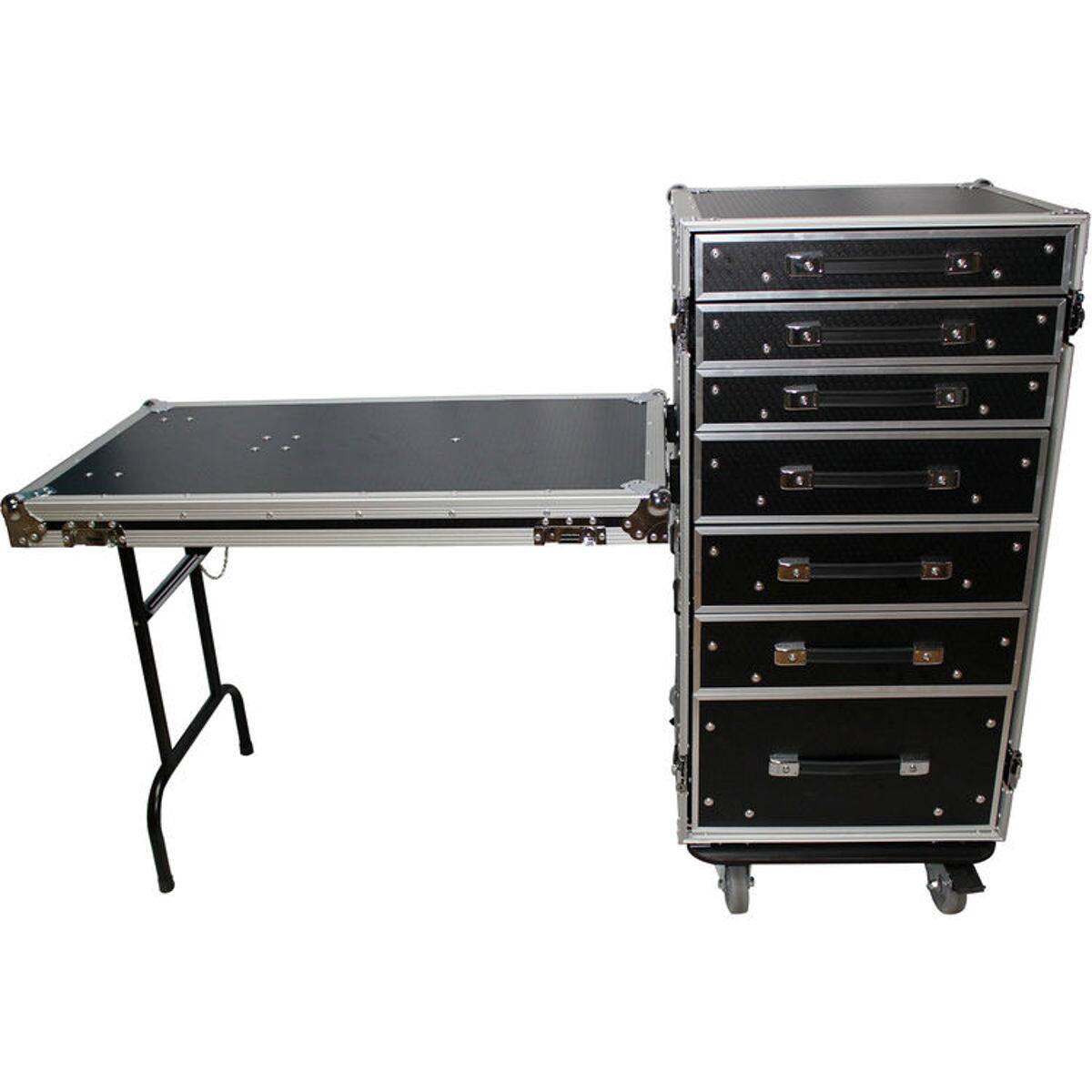 Alt View 1. ProX - ProX XS-7DTW ATA-300 Style 7-Drawer Workstation Case with Side Table and Casters.