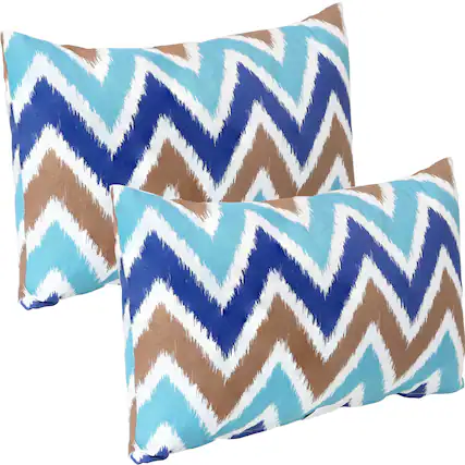 Front. Sunnydaze - Lumbar Throw Pillow Cover - 20 in - Set of 2 - Chevron Bliss.