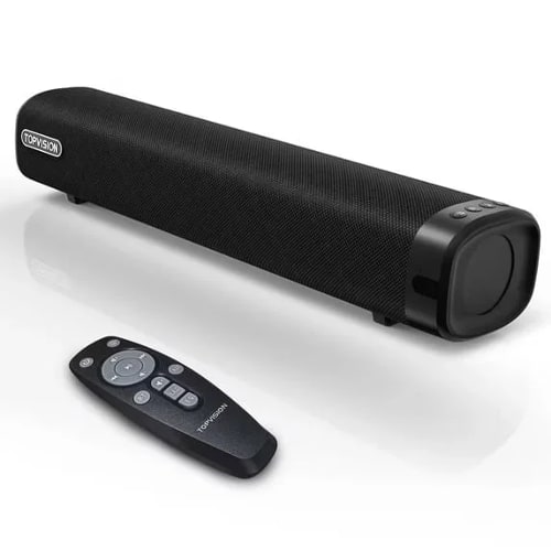 TOPVISION - 50-Watt Bluetooth Soundbar with 3-D Surround Sound, Multiple Input Modes and Slim Space-Saving Design - Black