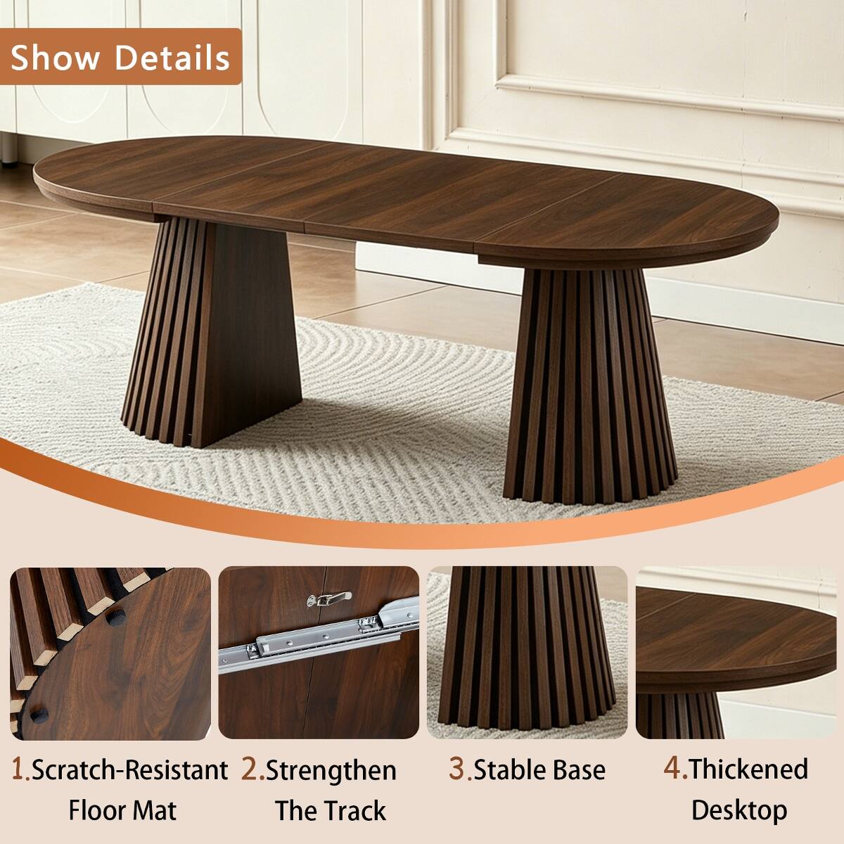 Show Details

1. Scratch-Resistant Floor Mat
2. Strengthen The Track
3. Stable Base
4. Thickened Desktop