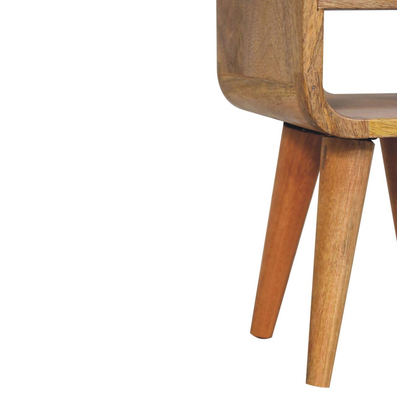 Alt View 4. Artisan Furniture - Artisan Furniture Solid Wood Extra Mini Oak-ish Curve Lower Bedside, 1 Drawer, 1 Open Slot, Nordic Legs, Light Brown - Oak.