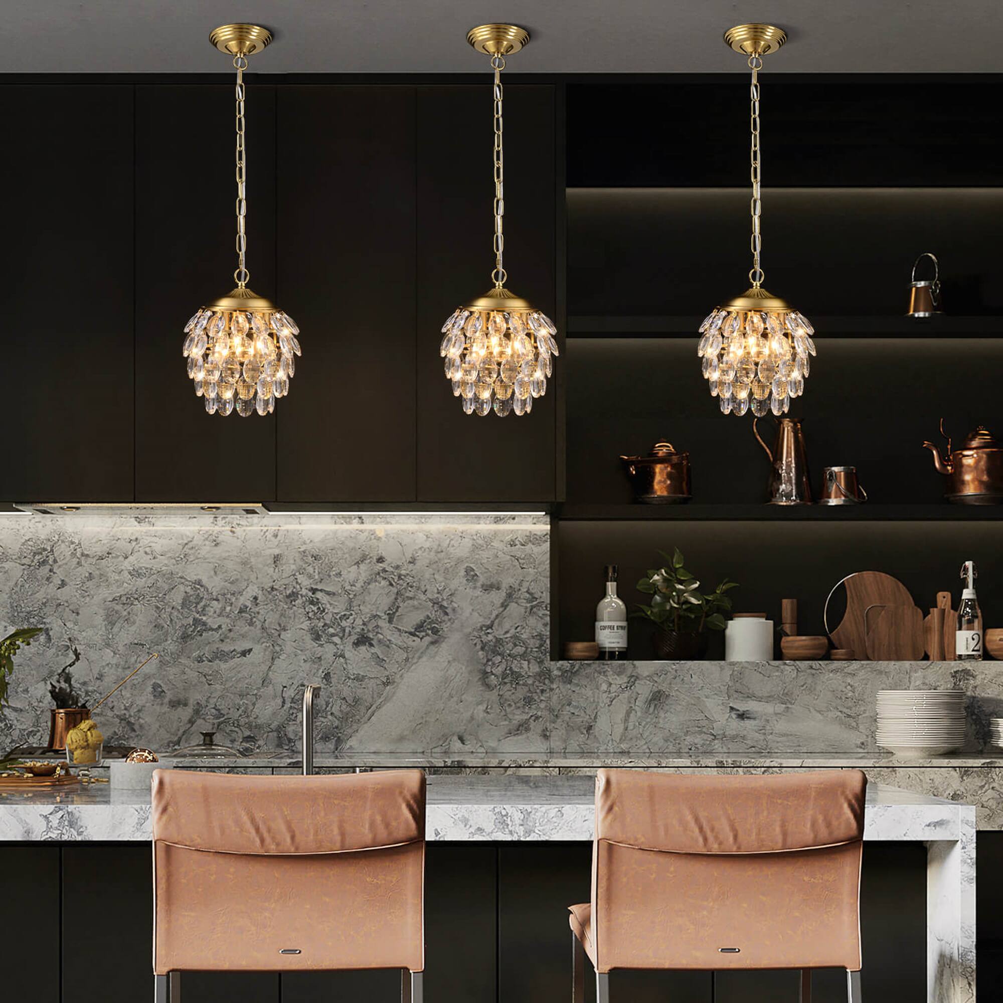 Alt View 1. Siljoy - Pine Cone Shape Crystal Chandelier - Gold.