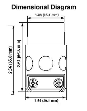 Dimensional Diagram

- 1.38 (35.1 mm)
- 2.56 (65.0 mm)
- 2.61 (66.3 mm)
- 1.54 (39.1 mm)