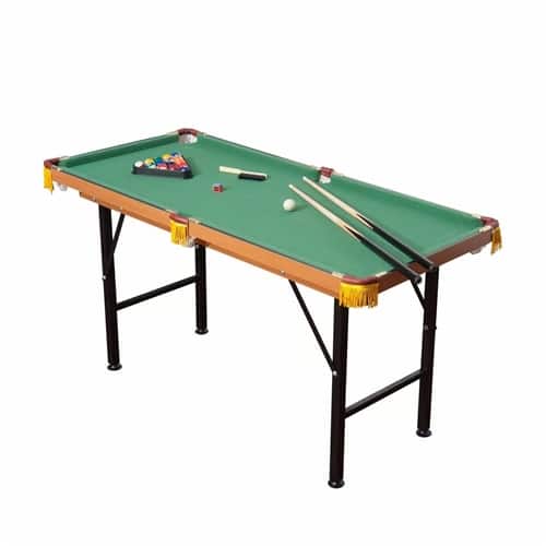 SlickBlue - 54 inch Green Fleece Top Pool Table with Balls, Cues, and Storage Rack - Turquoise, Black, Green