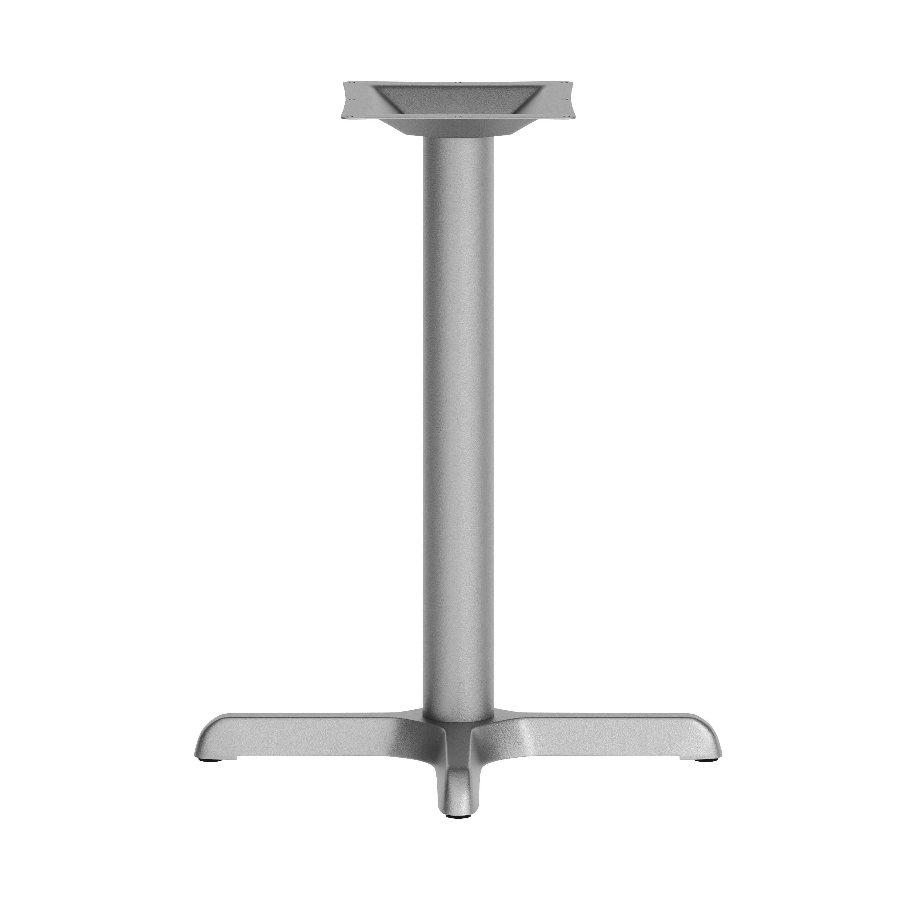 Left. Flash Furniture - Beverly 22'' x 22'' Restaurant Indoor/Outdoor Table X-Base with 3'' Dia. Table Height Column, Silver - Gray.