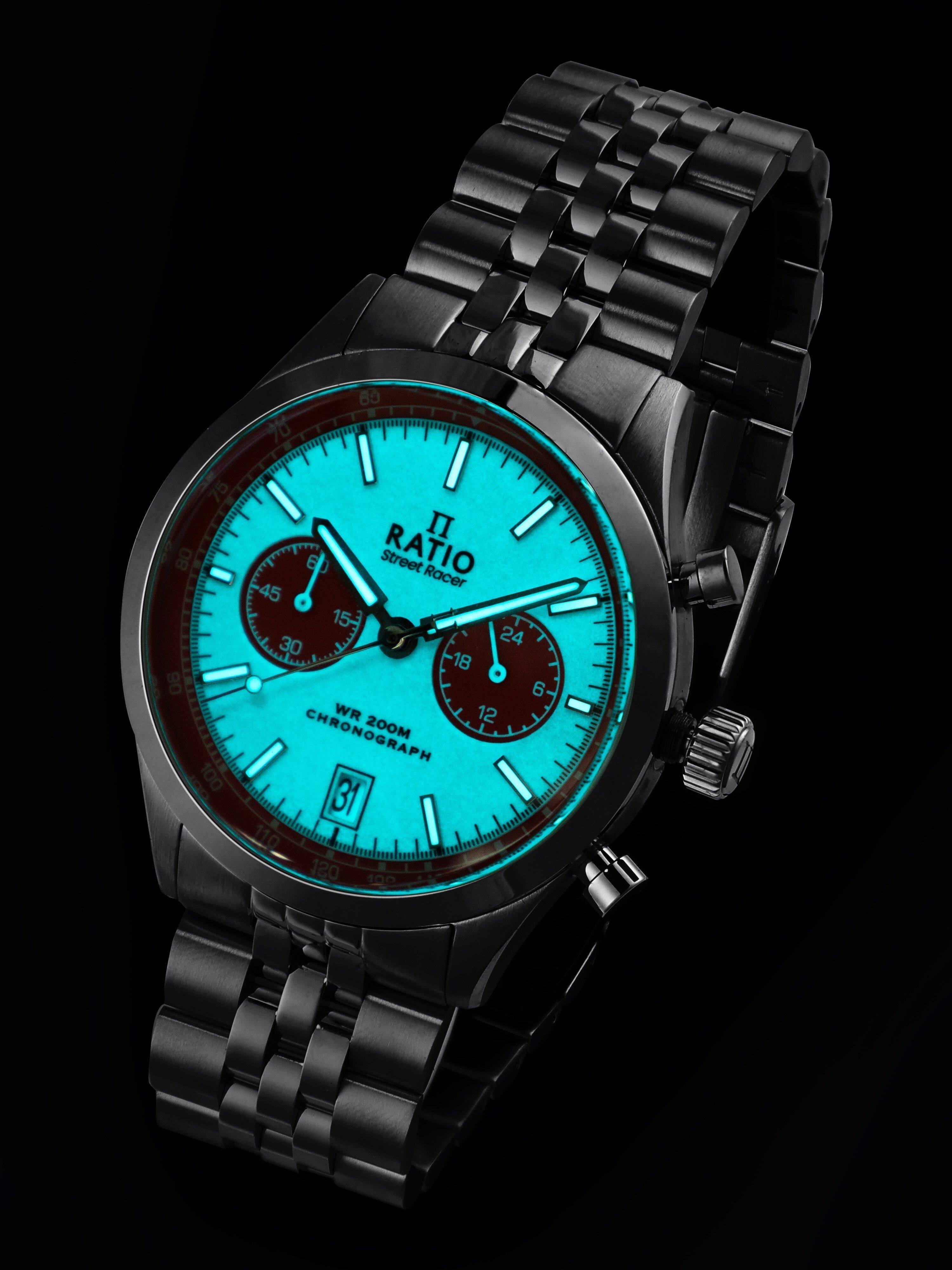 75 I I 80 6 Street RATIO Racer 45 15 30 24 18 90 6 WR 12 CHRONOGRAPH 200M DOr 100 I 31 11g 120 100