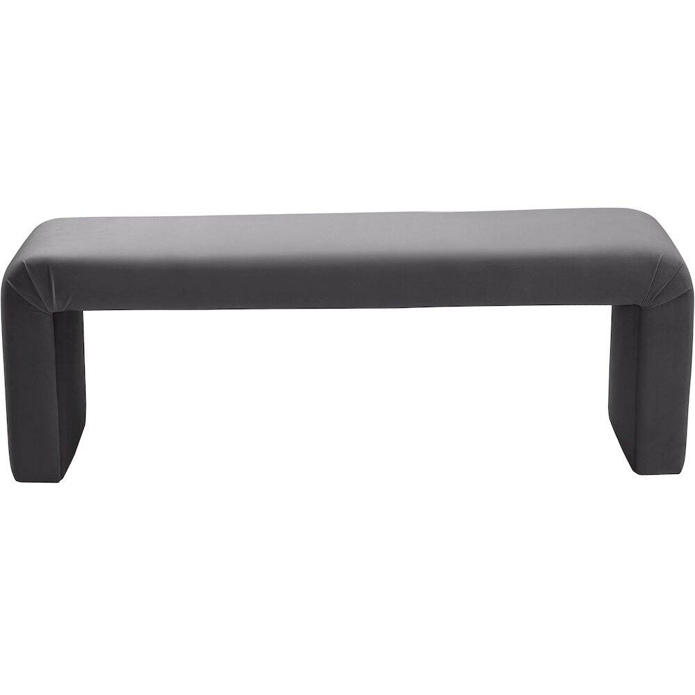 Alt View 3. Meridian Furniture - Minimalist Grey Velvet Bench - Grey.