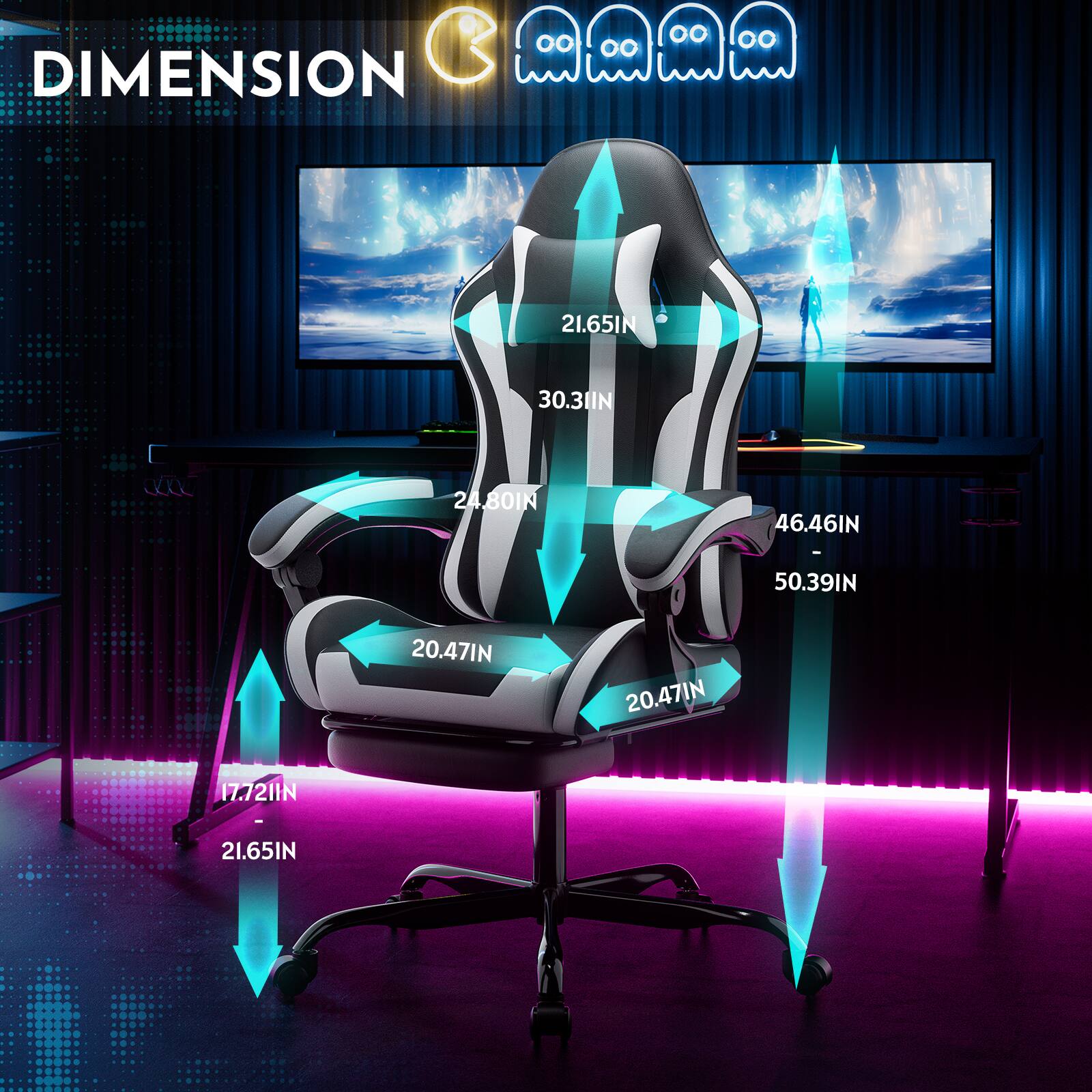 DIMENSION
21.65IN
30.3IN
24.80IN
46.46IN
50.39IN
20.47IN
20.47IN
17.72IN
21.65IN