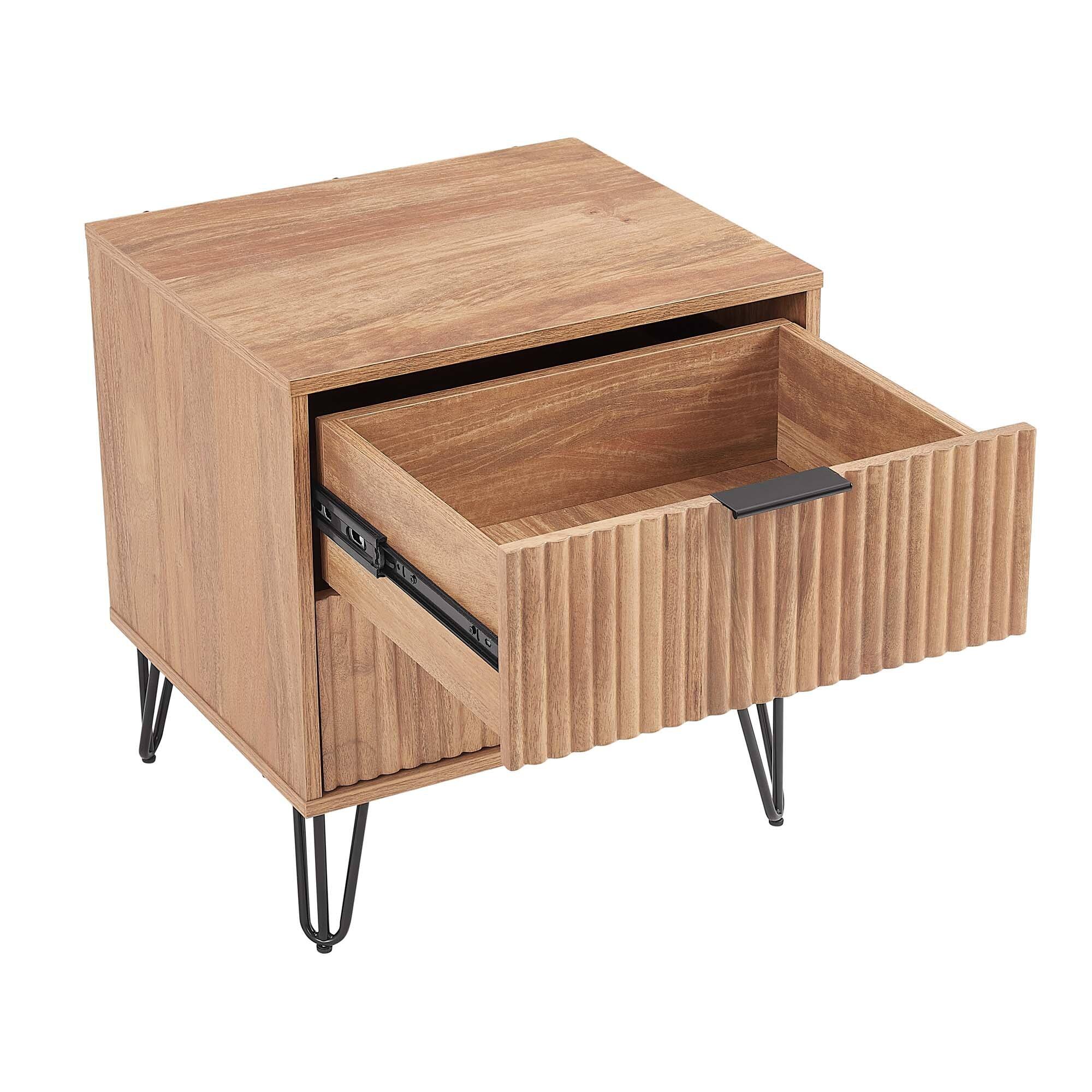 Alt View 3. Manhattan Comfort - Dumbo Modern 20" Fluted Nightstand - Golden Brown.