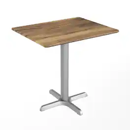 Emma + Oliver - PureShield Indoor Outdoor Tabletop with Seam-Free Surface Innovation and Cast Iron Bistro Table Base - Natural/Silver Base