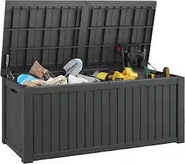 Yardgrace - 190 Gal. Resin Deck Box Outdoor Waterproof Storage Lockable UV Resistant for Patio Furniture Garden Tools Pool Supplies - Black