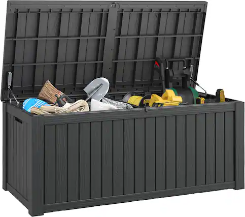 Front. Yardgrace - 190 Gal. Resin Deck Box Outdoor Waterproof Storage Lockable UV Resistant for Patio Furniture Garden Tools Pool Supplies - black.