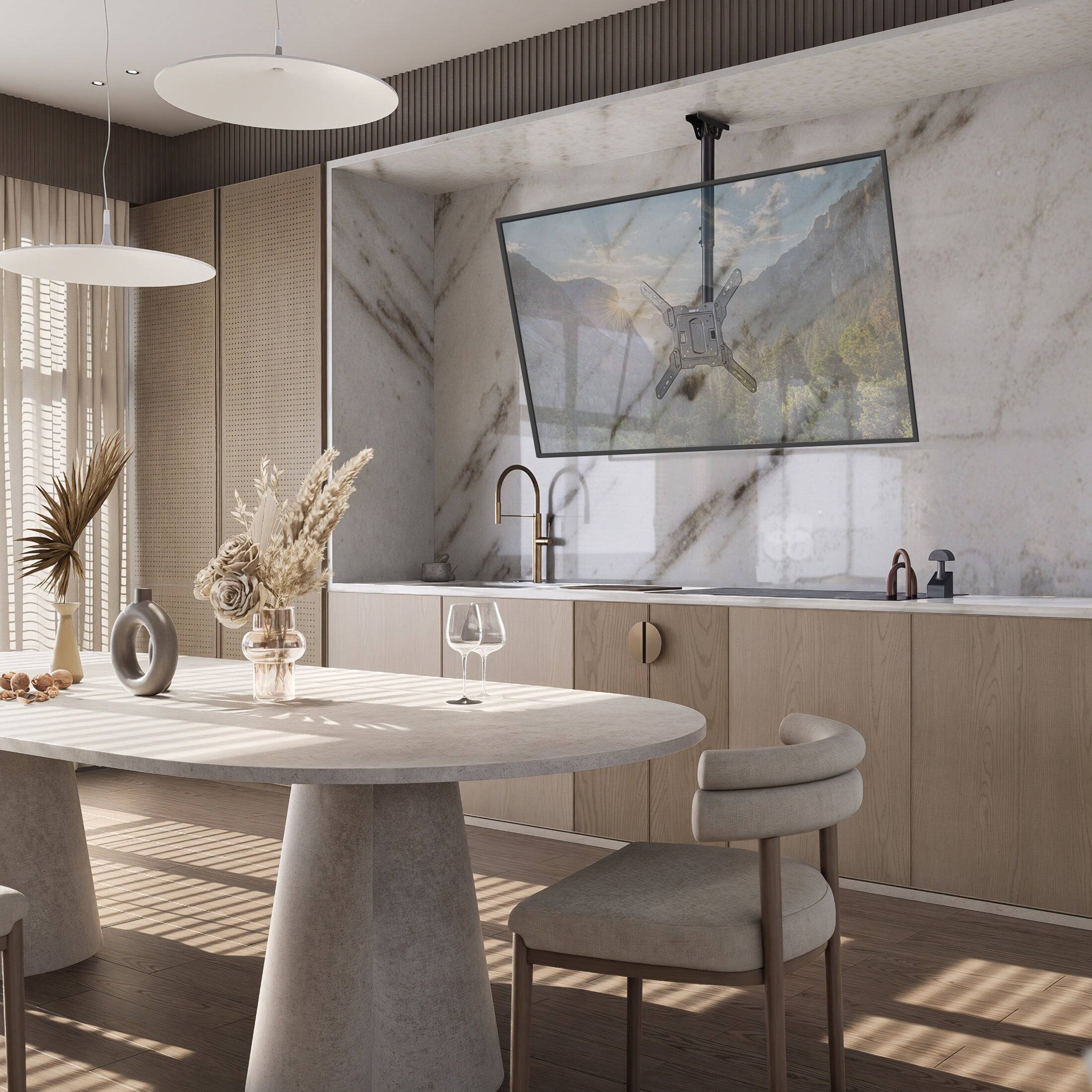 Alt View 5. Mount-It! - Full-Motion Height-Adjustable Ceiling TV Mount – 32″–65″ TVs, 360° Swivel, +5°/-15° Tilt, 20.3″–30.2″ Height - Black.