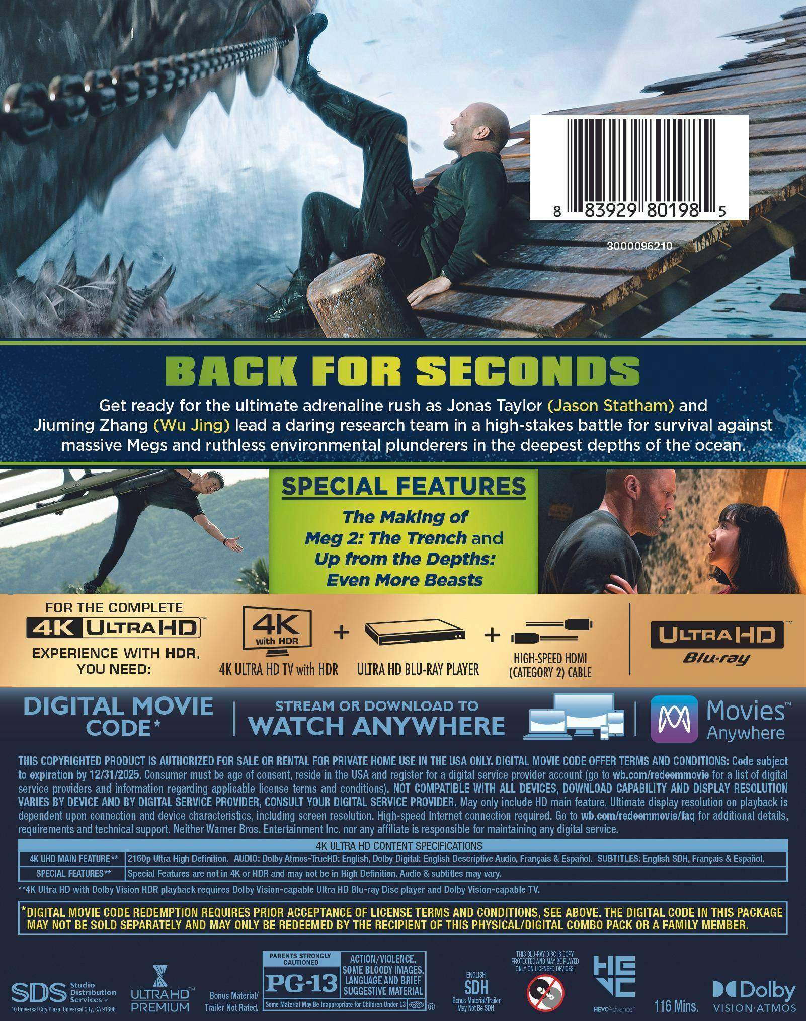 Back. Meg 2: The Trench   - 4K Blu-Ray.