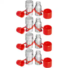 VEVOR - Hydraulic Coupler 1/2 Body with 1/2" NPT Thread 27.6 MPa Hydraulic Quick Connect Hydraulic Coupling Quick Connect - Silver;Red